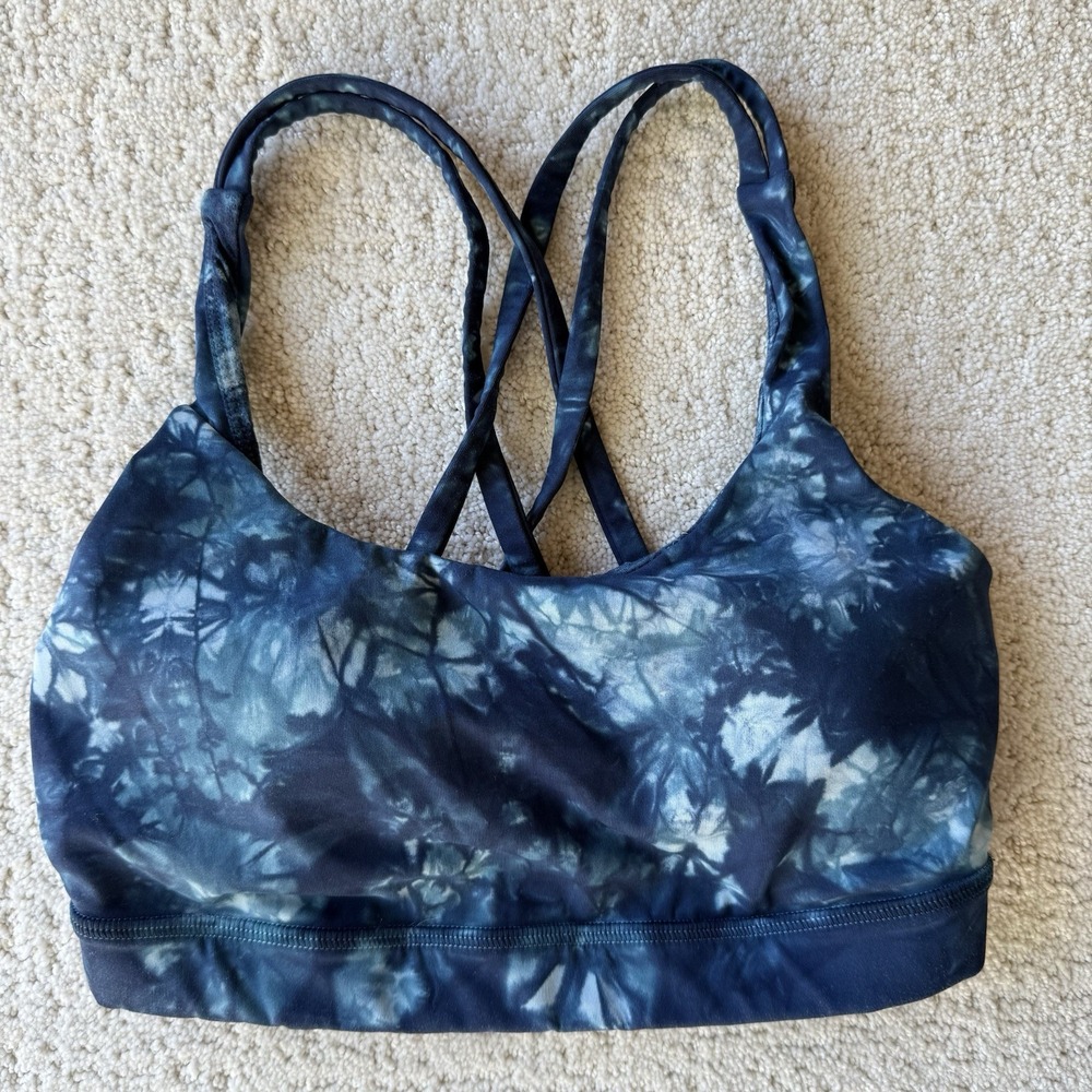LULULEMON Energy Bra Womens 4 Shibori Blue Haze Petrol Blue‎ Sports Tie Dye